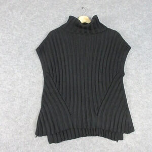 Zara Women's Sleeveless Ribbed Top High Neck Pullover Casual Black Medium 542